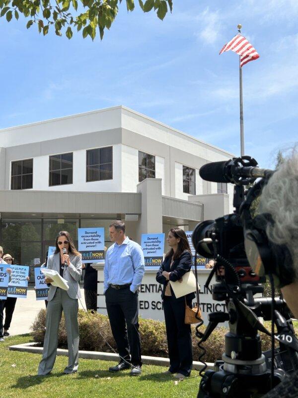 The Palicke family and attorneys at a press conference in Orange County, Calif., on May 13, 2024. (Courtesy of Judy Julin)