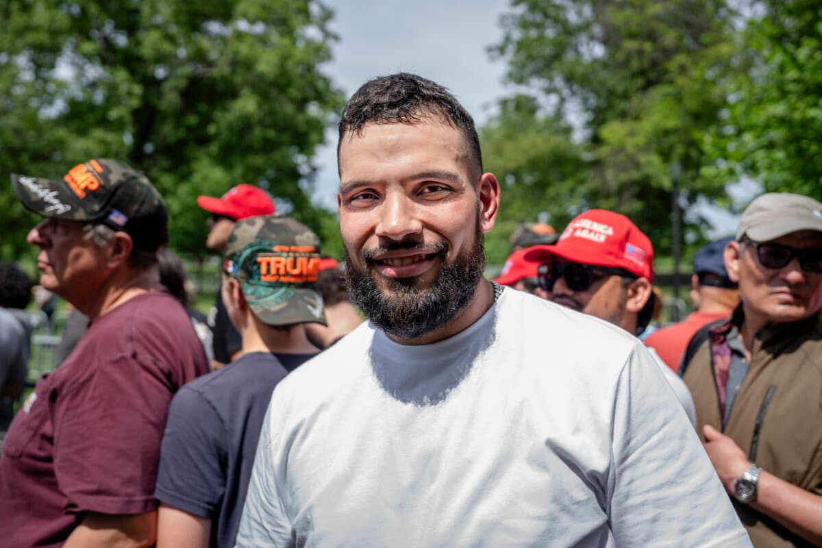 Henry Casanova, 29, from the Bronx, before a rally with former President Donald Trump in the South Bronx in New York City on May 23, 2024. (Samira Bouaou/The Epoch Times)