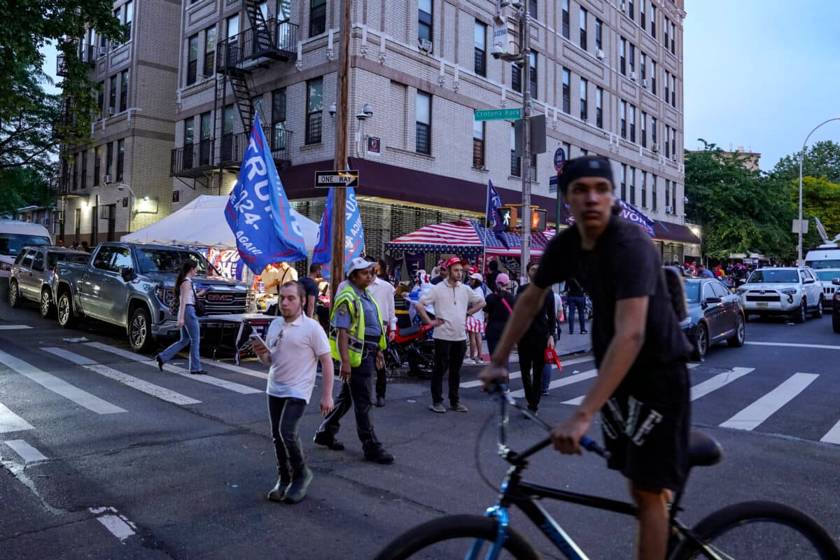 People after a rally with former President Donald Trump in the South Bronx in New York City on May 23, 2024. (Samira Bouaou/The Epoch Times)