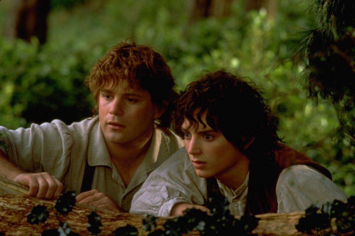 Sean Astin (L) as Samwise Gamgee and Elijah Wood as Frodo Baggins in "The Fellowship of the Ring." (MovieStillsDB)