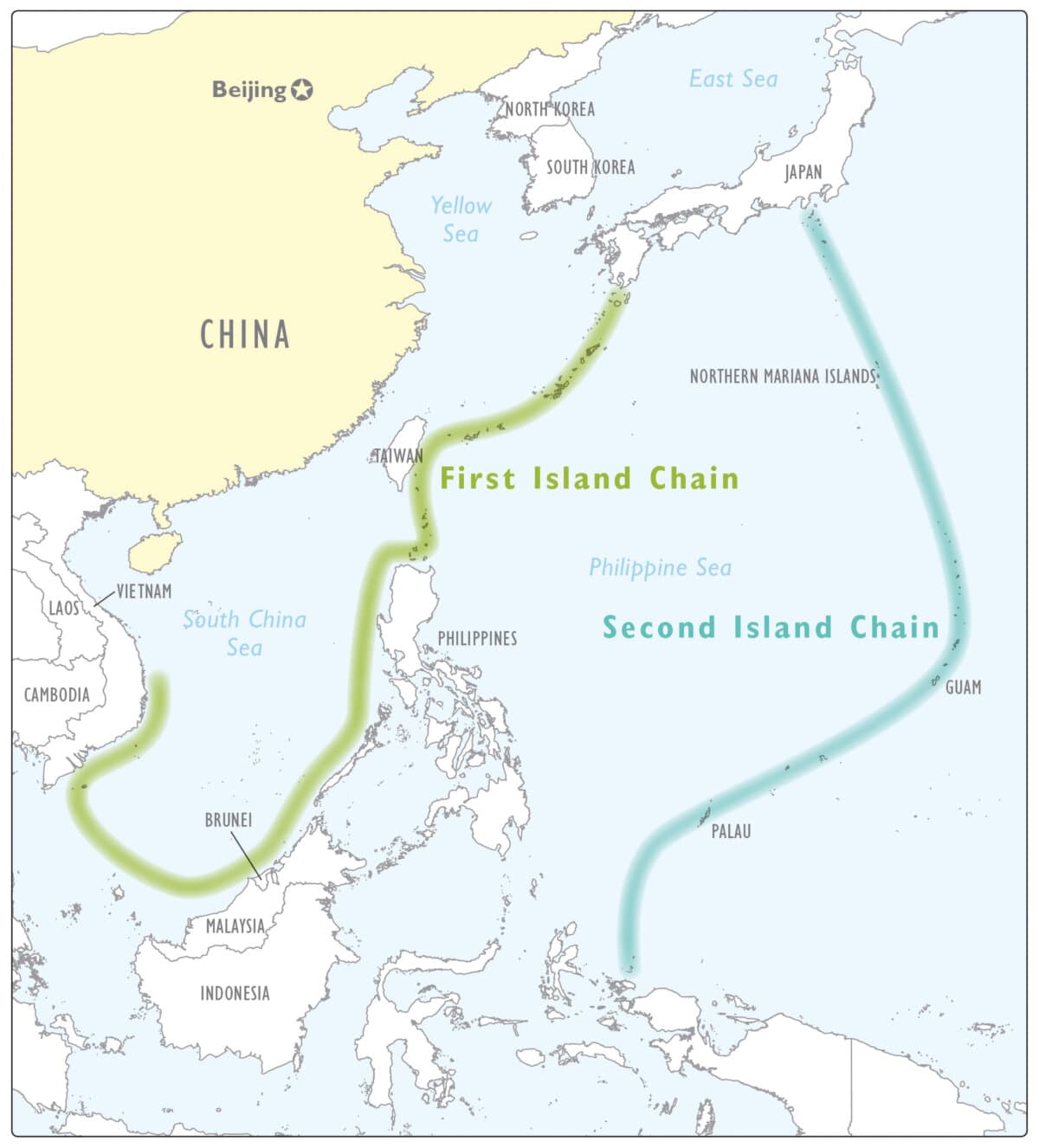 First and second island chains. (Courtesy of Department of Defense)