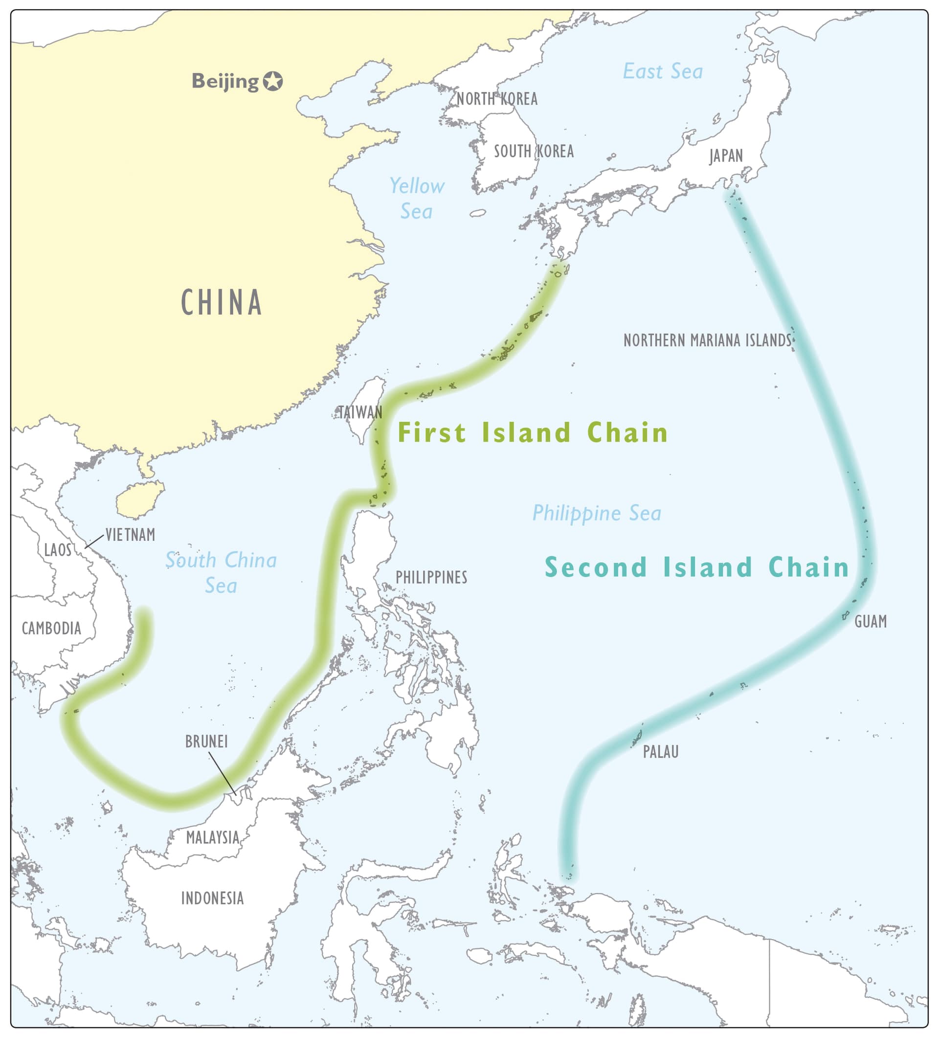 First and second island chains. (Courtesy of Department of Defense)