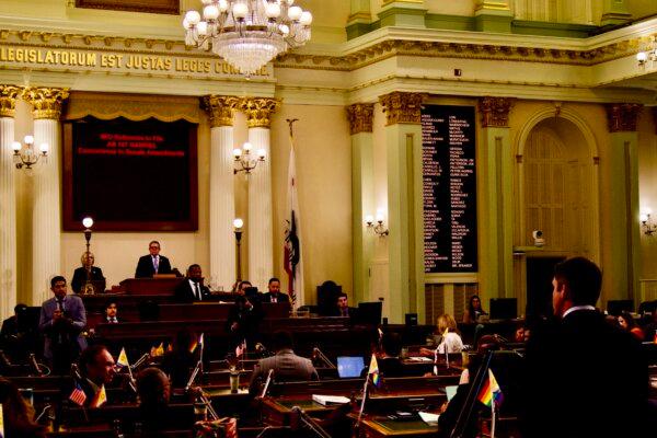 California state Assemblyman Jesse Gabriel presents his budget bill AB 107 on the Assembly floor at the Capitol in Sacramento, Calif., on June 13, 2024. (Travis Gillmore/The Epoch Times)