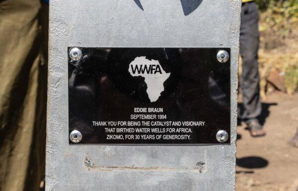 A water well funded by stuntman Eddie Braun in Southern Malawi on June 7, 2023. (John Fredricks/The Epoch Times)