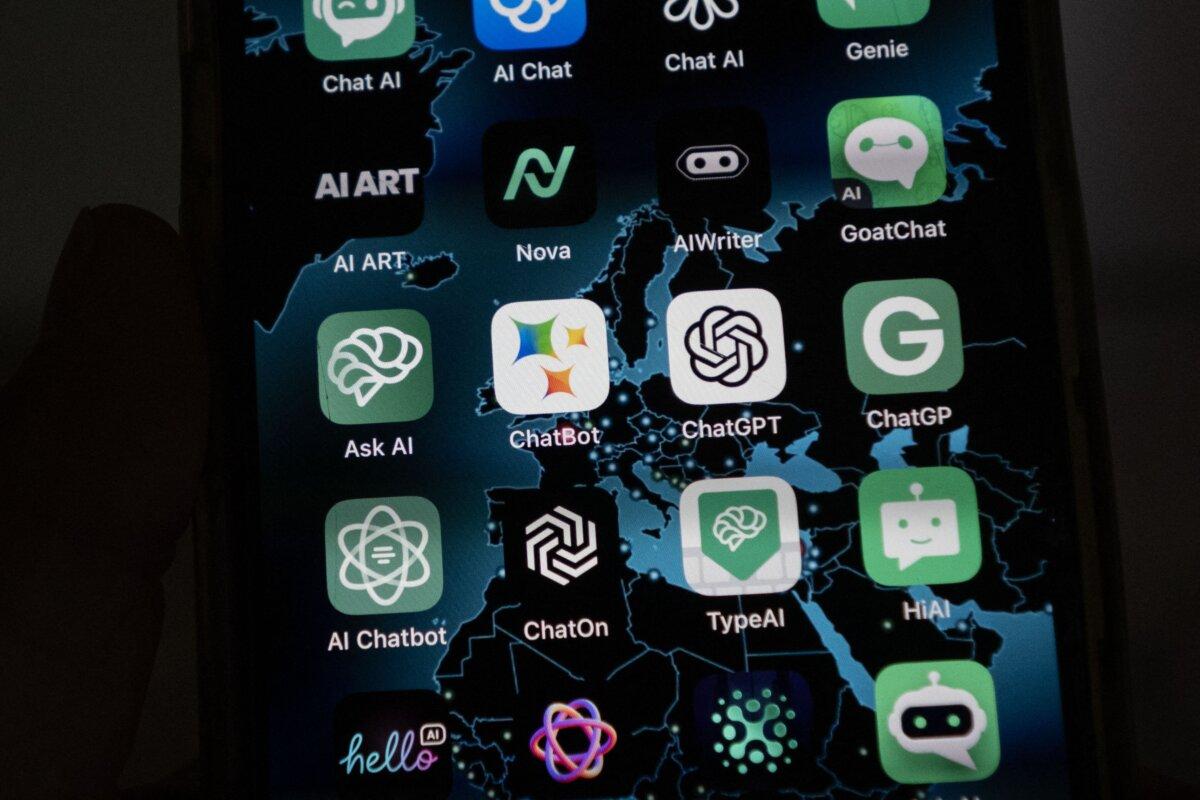 Various AI apps are seen on a smartphone screen in Oslo, Norway, on July 12, 2023. (Olivier Morin/AFP via Getty Images)