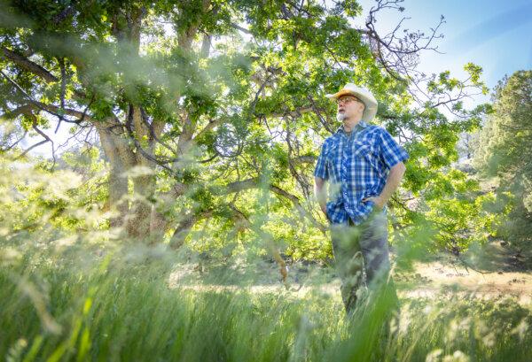 William Simpson at his ranch near the former Iron Gate Dam on May 9, 2024. The dam was removed as part of a state project to restore salmon habitat in Northern California. (John Fredricks/The Epoch Times)