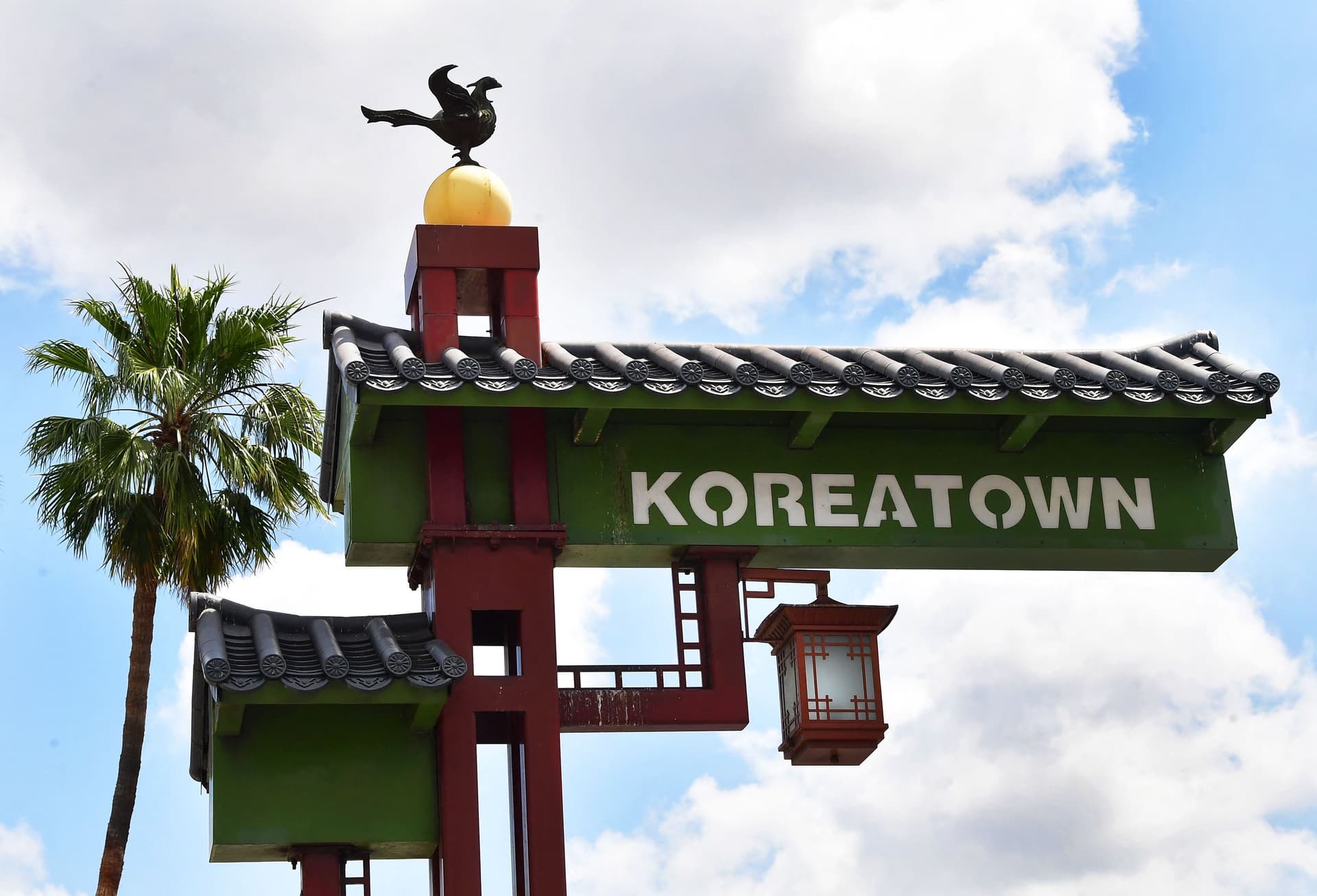 A Koreatown sign on Olympic Boulevard in Los Angeles on April 20, 2022. (Frederic J. Brown/AFP via Getty Images)