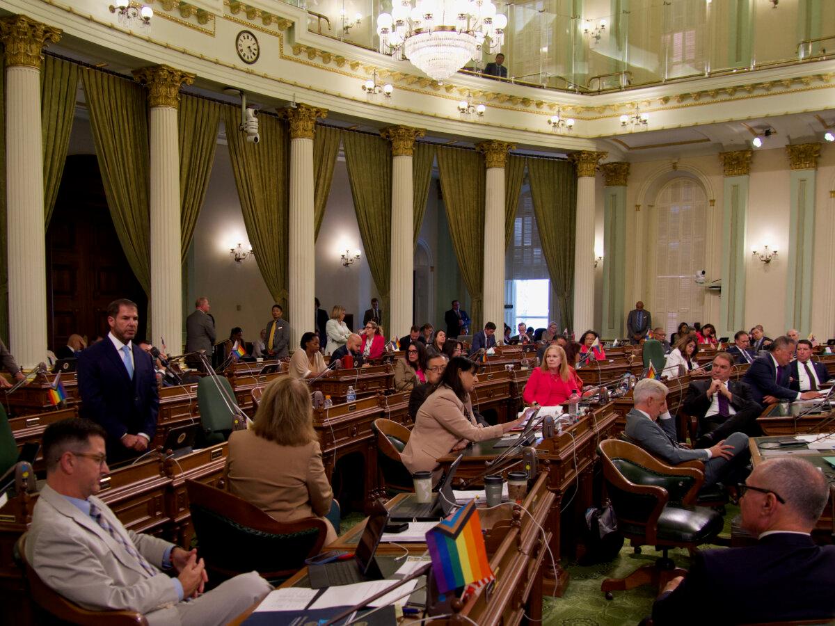Lawmakers in the California Assembly consider Assembly Bill 1840 at the Capitol, in Sacramento, on Aug. 28, 2024. (Travis Gillmore/The Epoch Times)