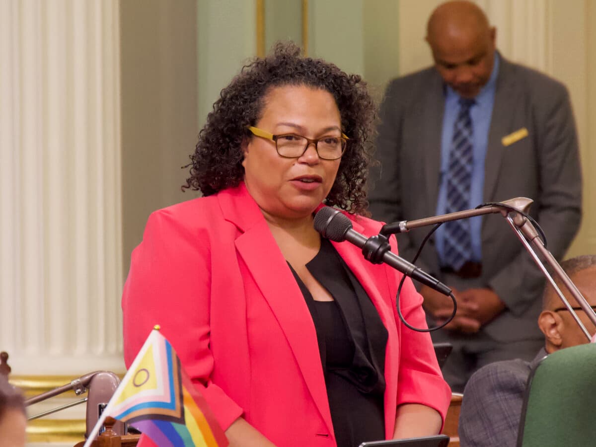California Assemblywoman Mia Bonta (D-Oakland), author of AB 2624, speaks in the California Assembly on Aug. 28, 2024. (Travis Gillmore/The Epoch Times)