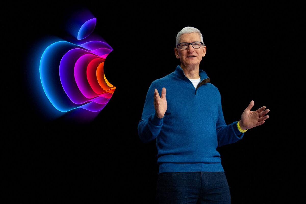 Apple CEO Tim Cook at an event at Apple Park in Cupertino, Calif., on March 8, 2022. (Brooks Kraft/Apple Inc./Reuters)