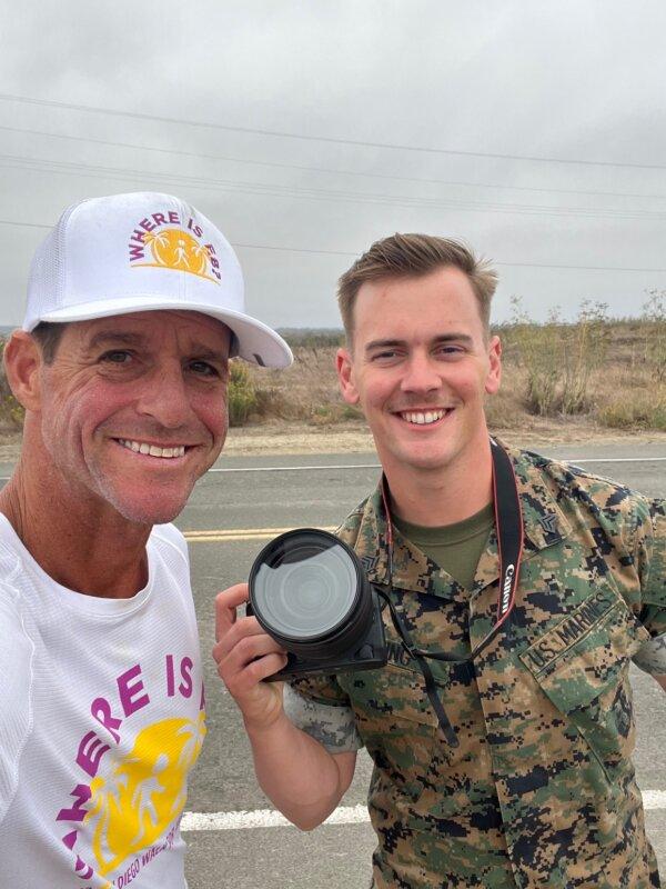 Eric Borstein with a U.S. Marine. (Courtesy of Eric Borstein)