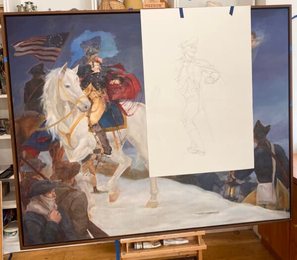 Lucy Cui’s current work in progress, a painting of George Washington. (The Epoch Times)