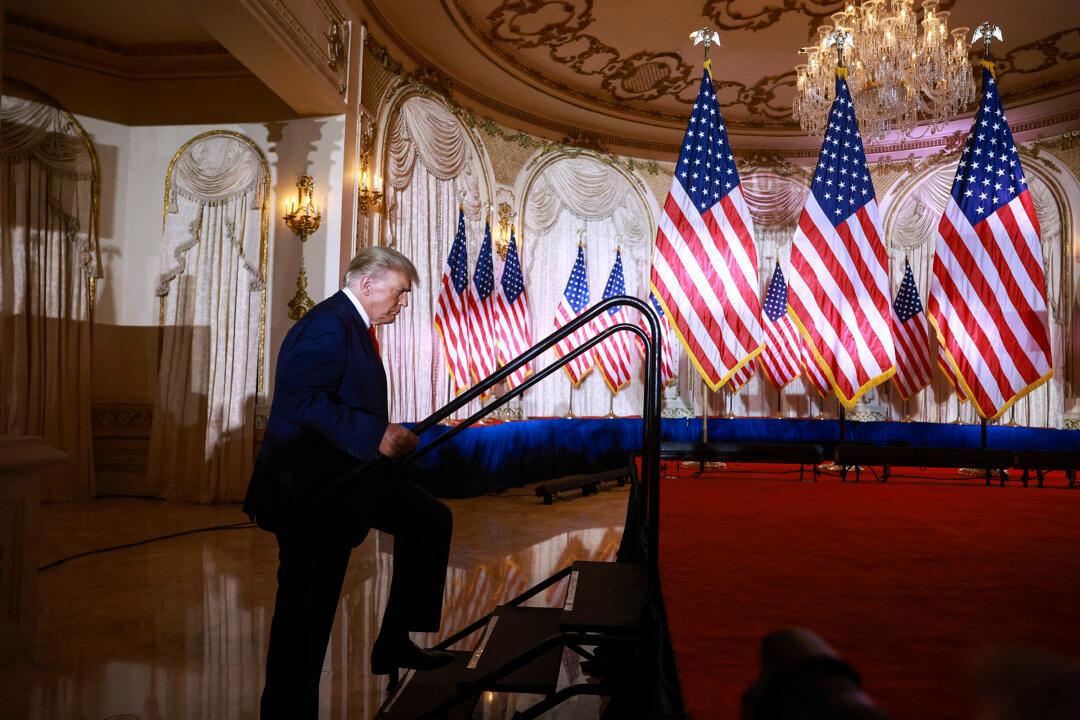 Former President Donald Trump arrives on stage to announce his 2024 presidential campaign launch at his Mar-a-Lago home in Palm Beach, Fla., on Nov. 15, 2022. (Joe Raedle/Getty Images)
