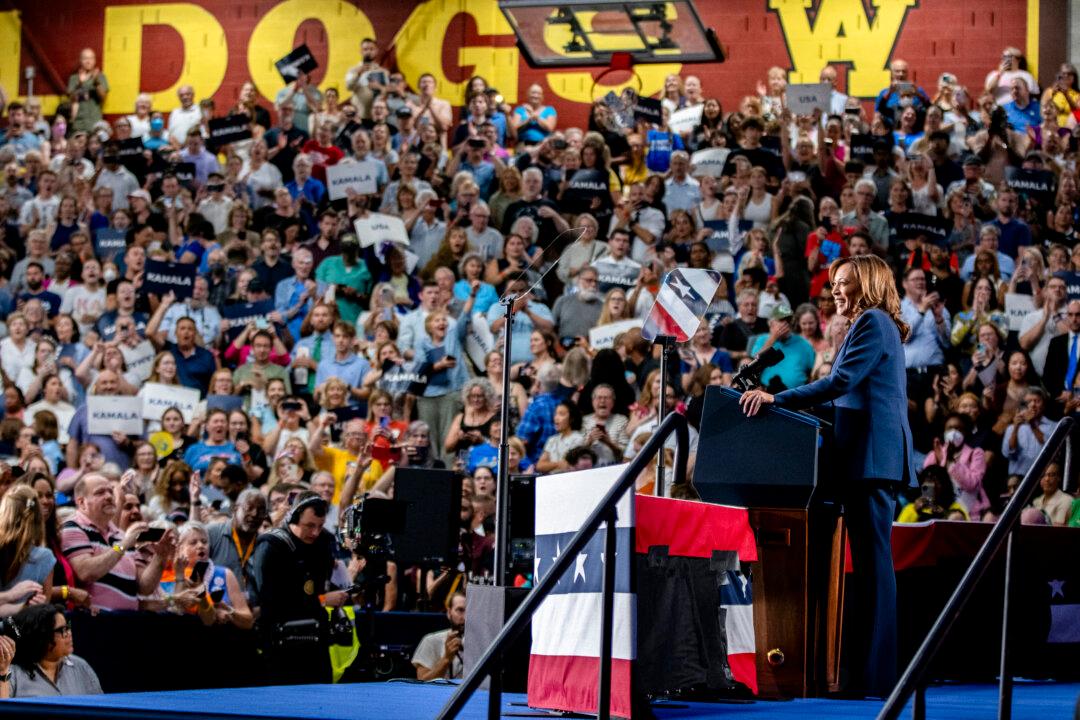 Vice President Kamala Harris speaks to supporters during a campaign rally at West Allis Central High School in West Allis, Wis., on July 23, 2024. Harris made her first campaign appearance as the party's presidential candidate, with an endorsement from President Biden. (Jim Vondruska/Getty Images)