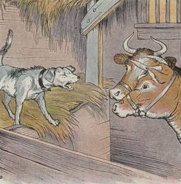 "The Dog in the Manger," illustrated by Milo Winter, from “The Aesop for Children,” 1919. (PD-US)