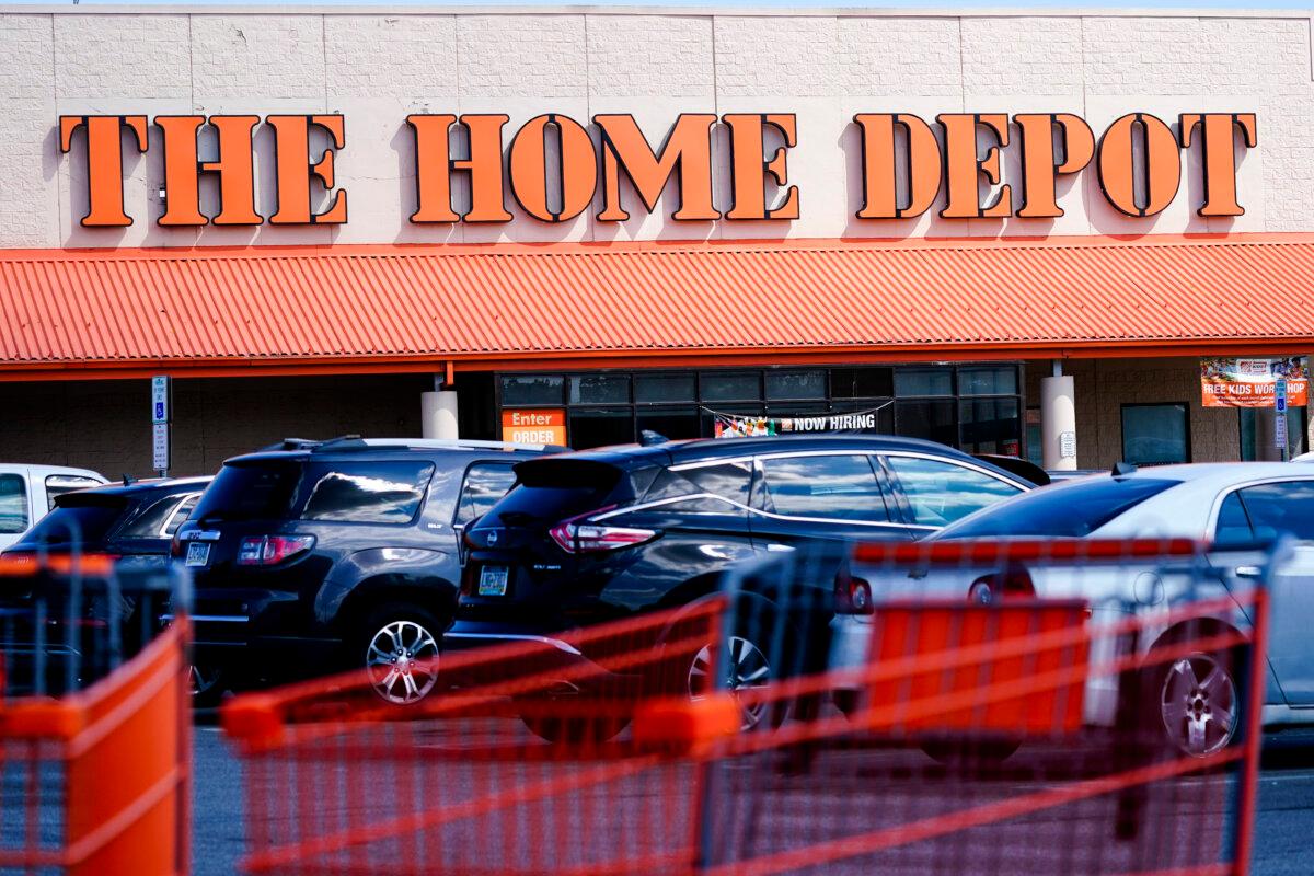 Shopping carts outside a Home Depot in Philadelphia, Pa., on Sept. 21, 2022. (Matt Rourke/AP Photo)
