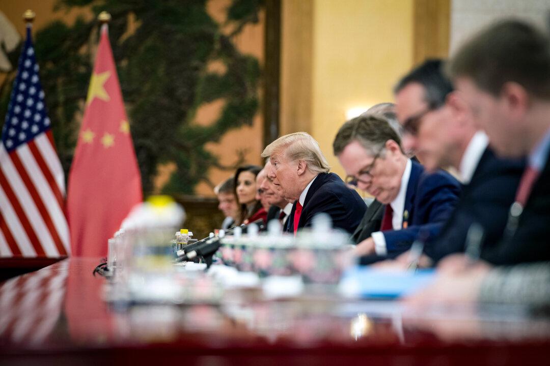 President Donald Trump attends a bilateral meeting with Chinese leader Xi Jinping at the Great Hall of the People in Beijing on Nov. 9, 2017. (Jim Watson/AFP via Getty Images)