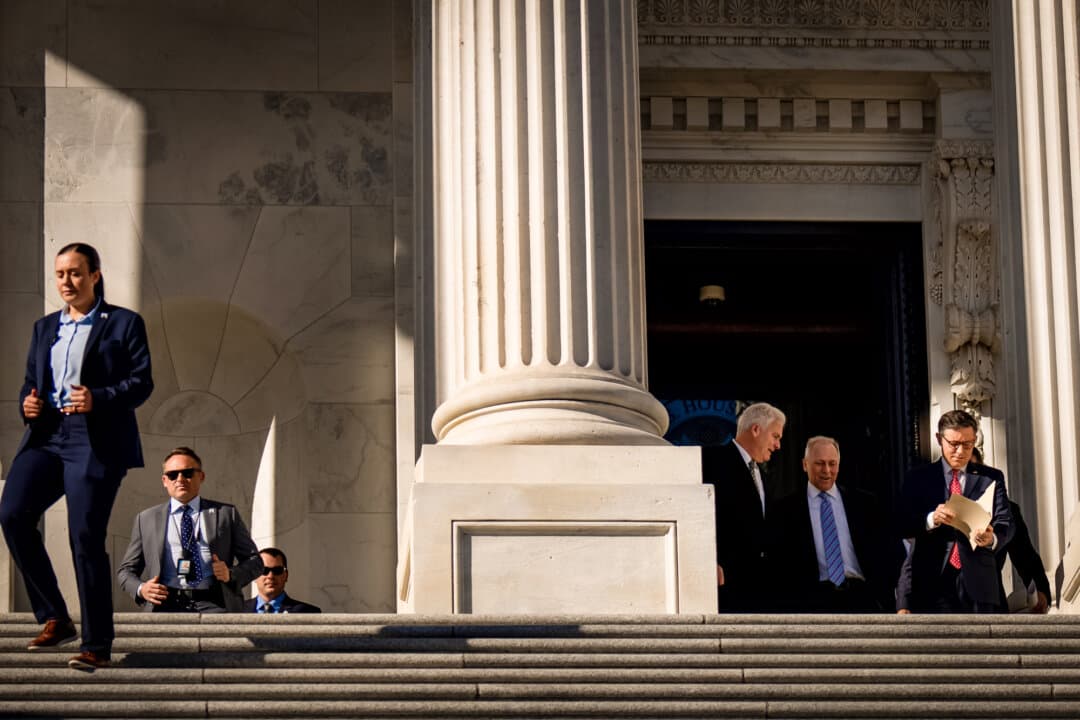 Congressmembers arrive for a news conference outside the U.S. Capitol on Nov. 12, 2024. (Andrew Harnik/Getty Images)