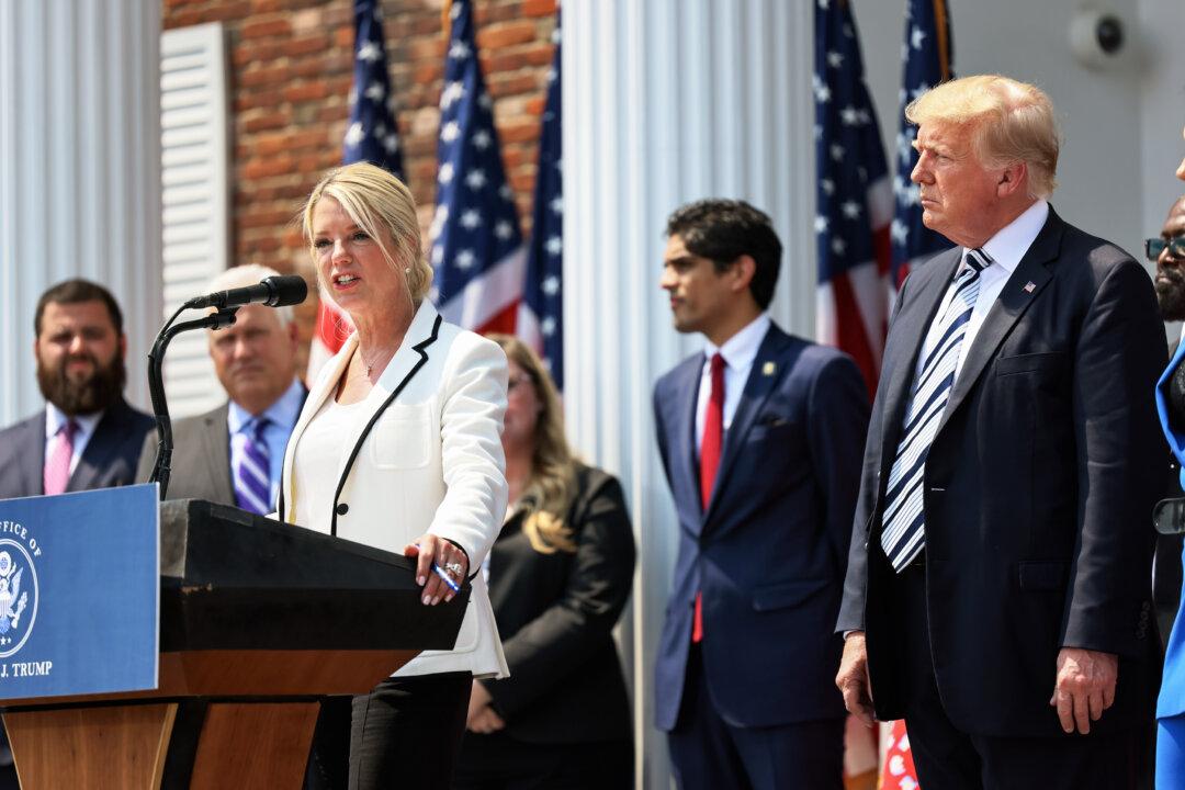 Former Florida Attorney General Pam Bondi speaks during a news conference at the Trump National Golf Club in Bedminster, N.J., on July 7, 2021. (Michael M. Santiago/Getty Images)