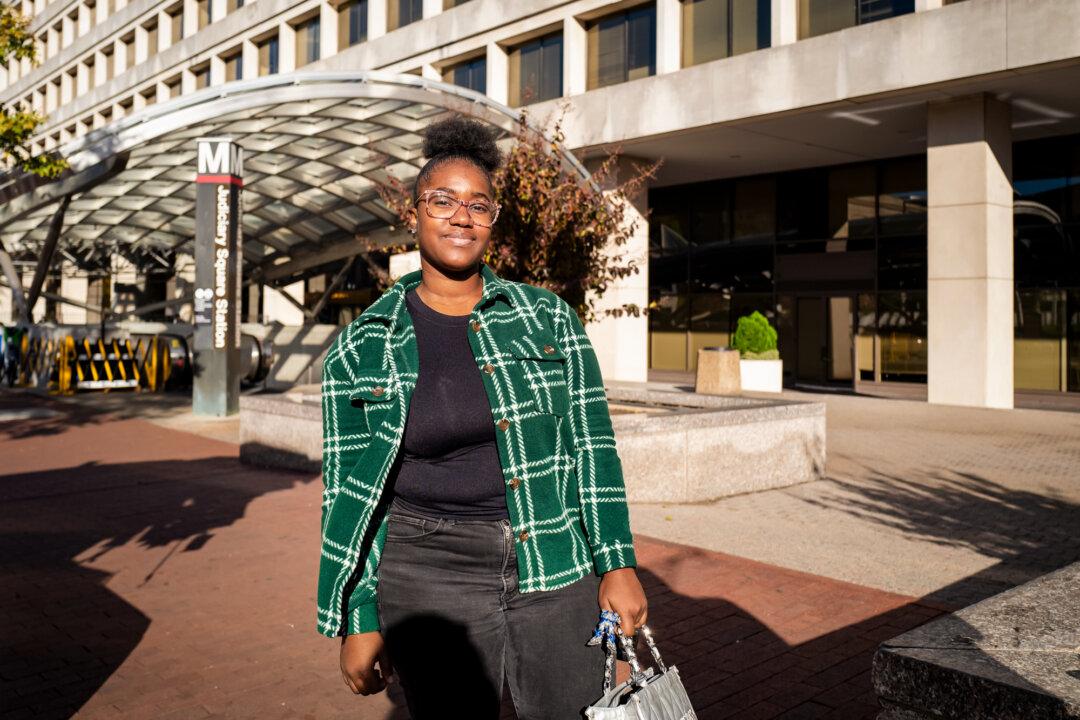 Adriana Johnson poses for a photo in Washington on Nov. 26, 2024. (Madalina Vasiliu/The Epoch Times)