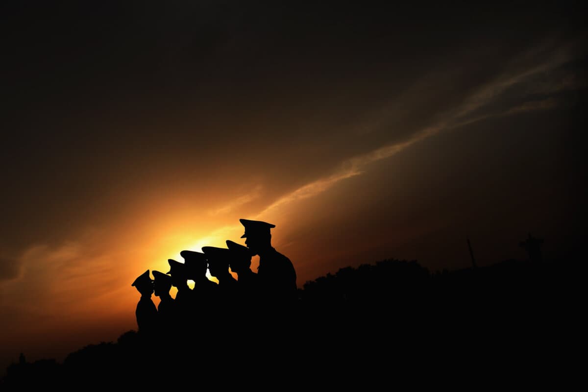 A Chinese paramilitary policemen guard at Tiananmen Square in Beijing on May 3, 2012. (Feng Li/Getty Images)