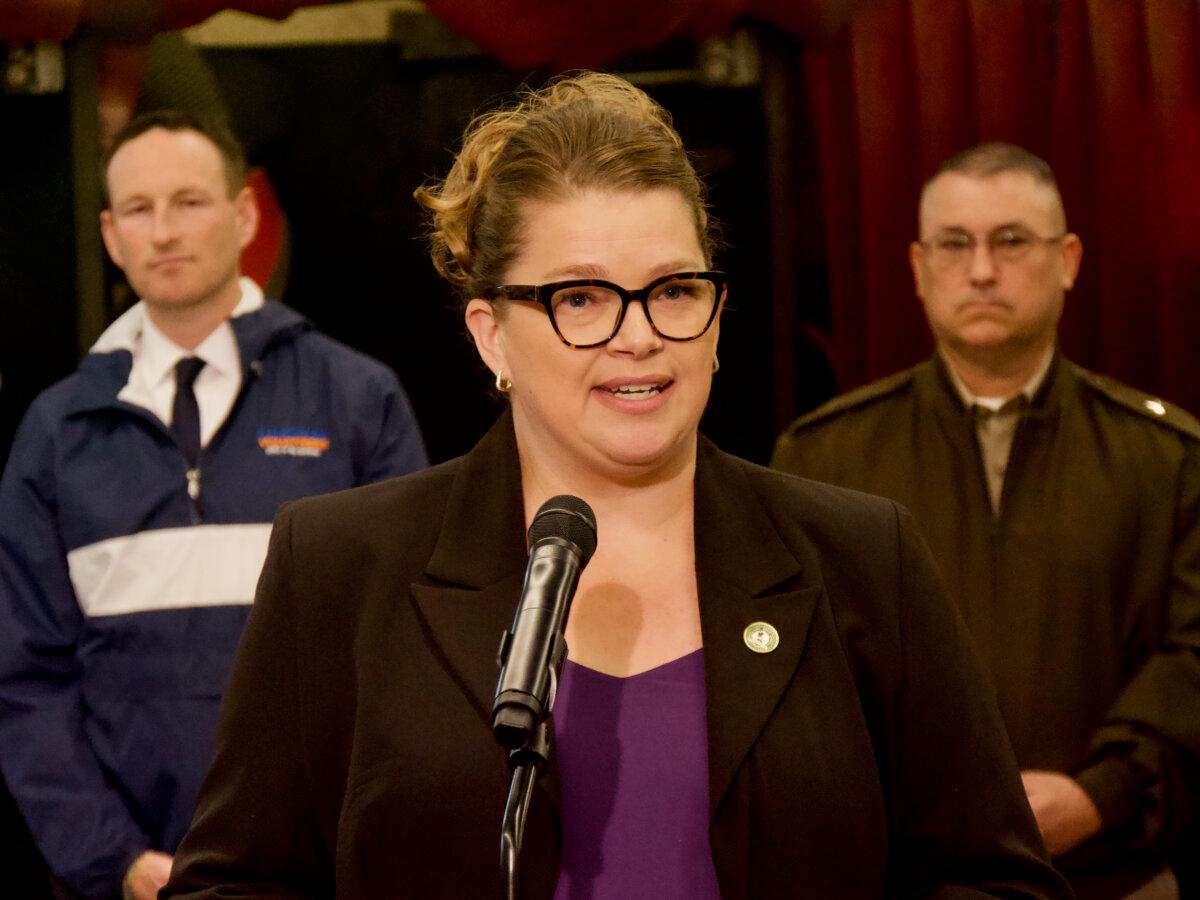 Assemblywoman Heather Hadwick speaks at a press conference on career pathways at Shasta College in Redding, Calif., on Dec. 16, 2024. (Travis Gillmore/The Epoch Times)