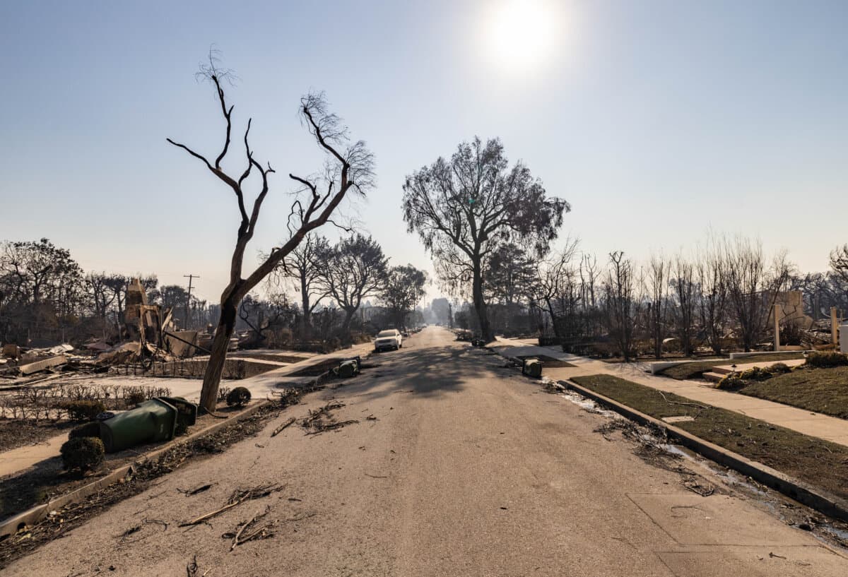 Destruction caused by the Palisades fire lines neighborhoods near Los Angeles on Jan. 9, 2025. (John Fredricks/The Epoch Times)