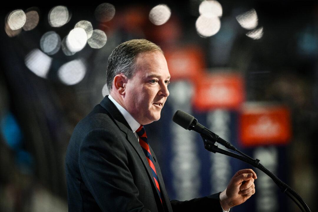 Former Rep. Lee Zeldin (R-N.Y.) speaks on stage at the Republican National Convention at the Fiserv Forum in Milwaukee on July 17, 2024. (Leon Neal/Getty Images)