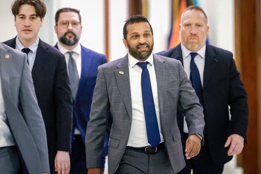 Kash Patel, President-elect Donald Trump's nominee for FBI director, arrives for a meeting with Sen. Josh Hawley (R-Mo.) in the Dirksen Senate Office Building in Washington on Dec. 11, 2024. (Kevin Dietsch/Getty Images)