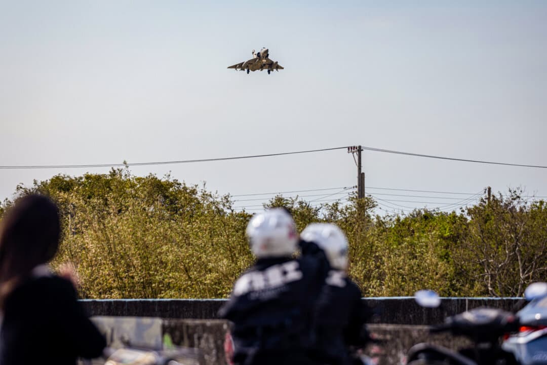 Taiwanese Mirage 2000 fighter jet lands at Hualien Air Force Base in Hsinchu, Taiwan, on Dec. 10, 2024. Taiwan's defense ministry has raised its alert level after detecting increased Chinese military activity around the island, including aircraft, naval vessels, and coast guard ships. (Annabelle Chih/Getty Images)