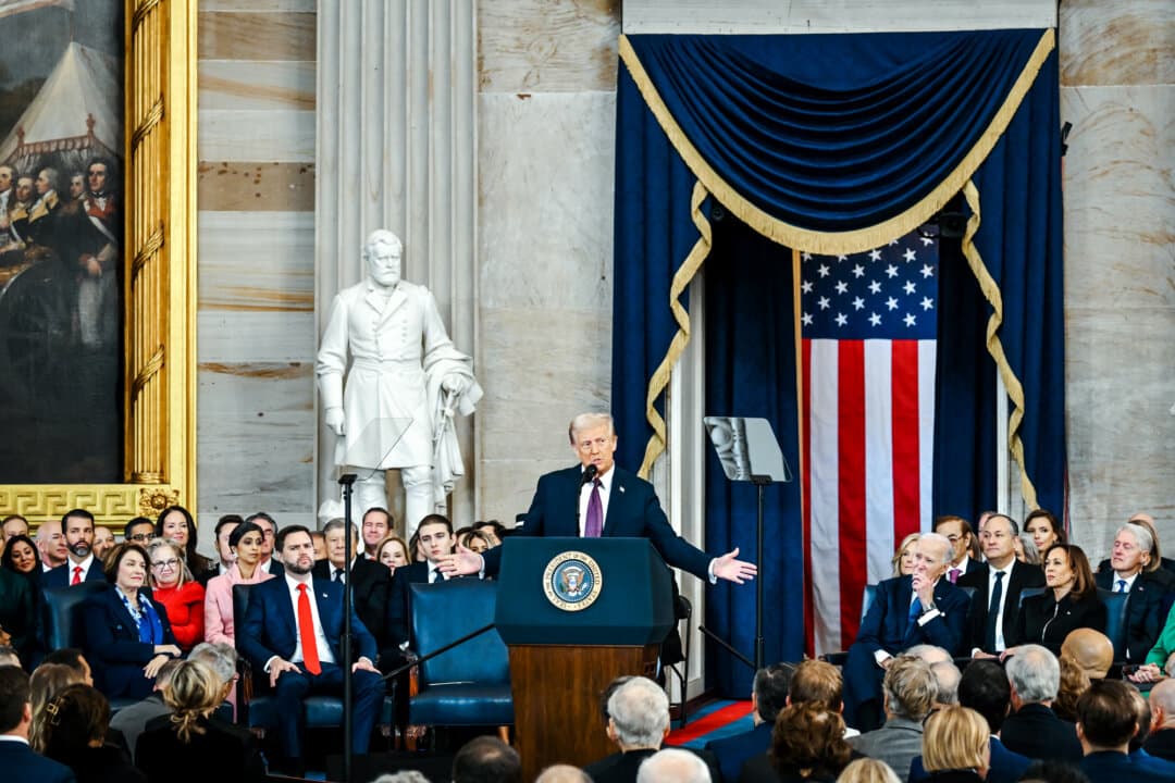 President Donald Trump speaks after taking the oath of office in the U.S. Capitol Rotunda on Jan. 20, 2025. (Kenny Holston-Pool/Getty Images)