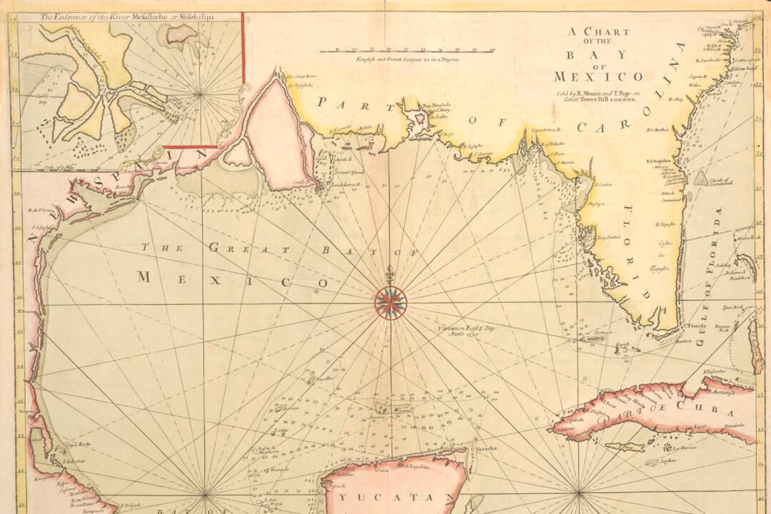 Richard Mount and Thomas Page's 1700 map of the Gulf of Mexico. (Public Domain)