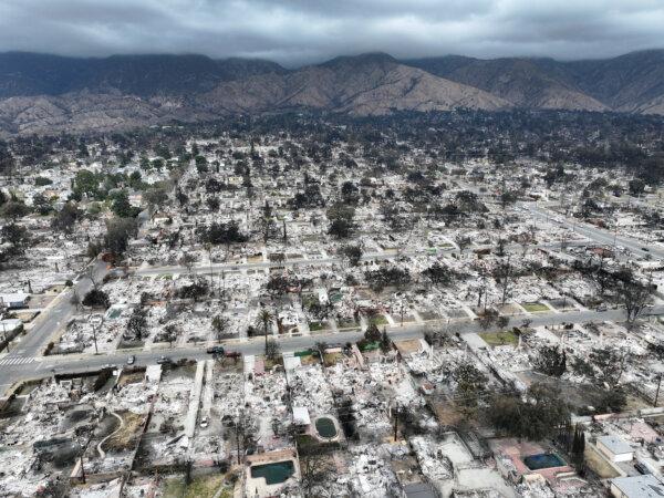 Homes burned in the Eaton Fire in Altadena, Calif., on Jan. 25. (Mario Tama/Getty Images)