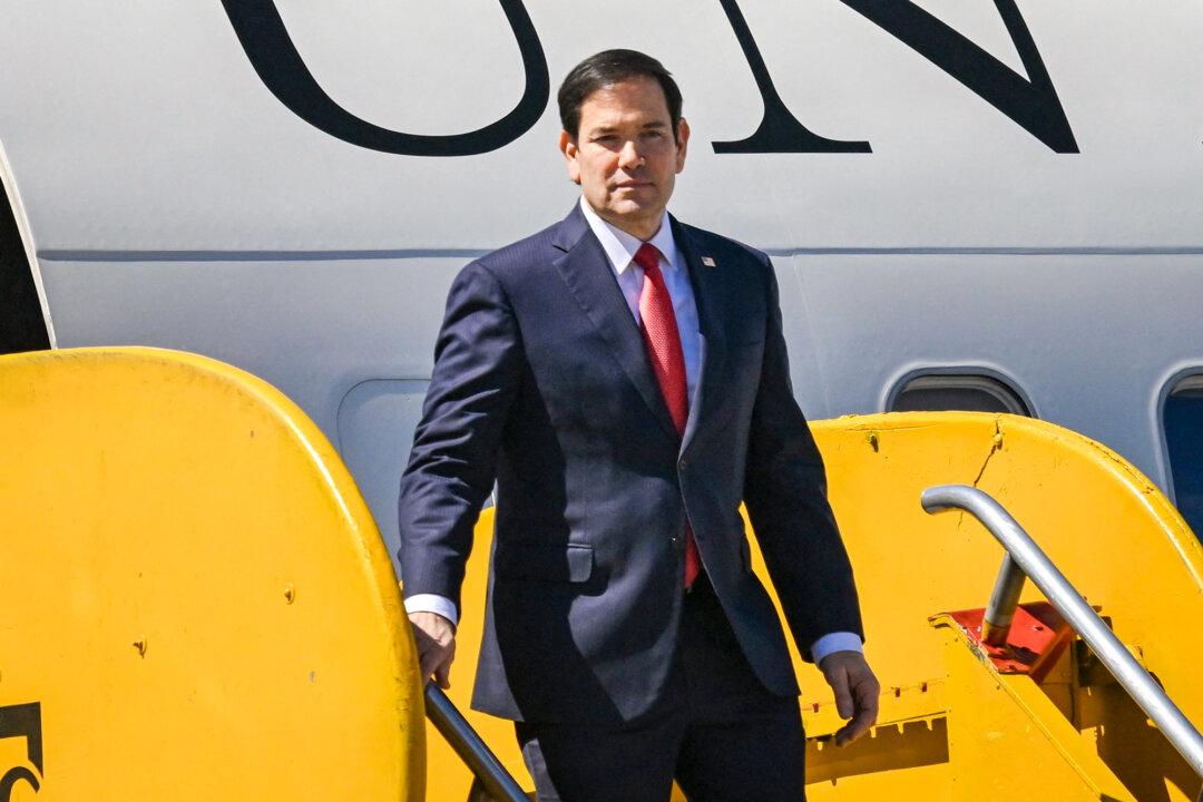 Secretary of State Marco Rubio at La Aurora International Airport in Guatemala City on Feb. 4, 2025. (Johan Ordonez/AFP via Getty Images)