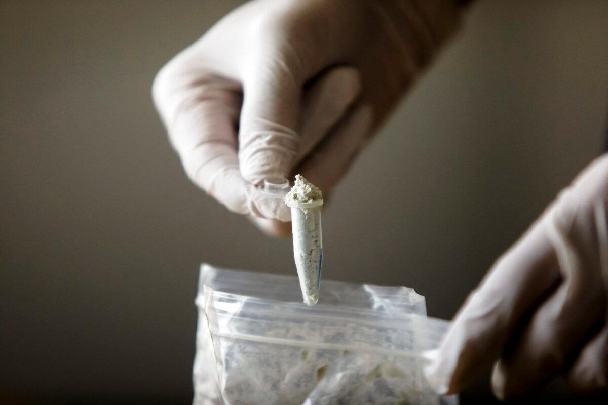 Fentanyl precursors are displayed at Reuters' office in Mexico City on Oct. 4, 2023. (Claudia Daut/Reuters)