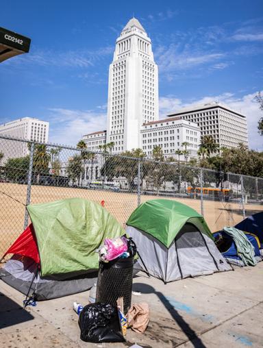 A homeless encampment in Los Angeles on Aug. 7, 2024. (John Fredricks/The Epoch Times)