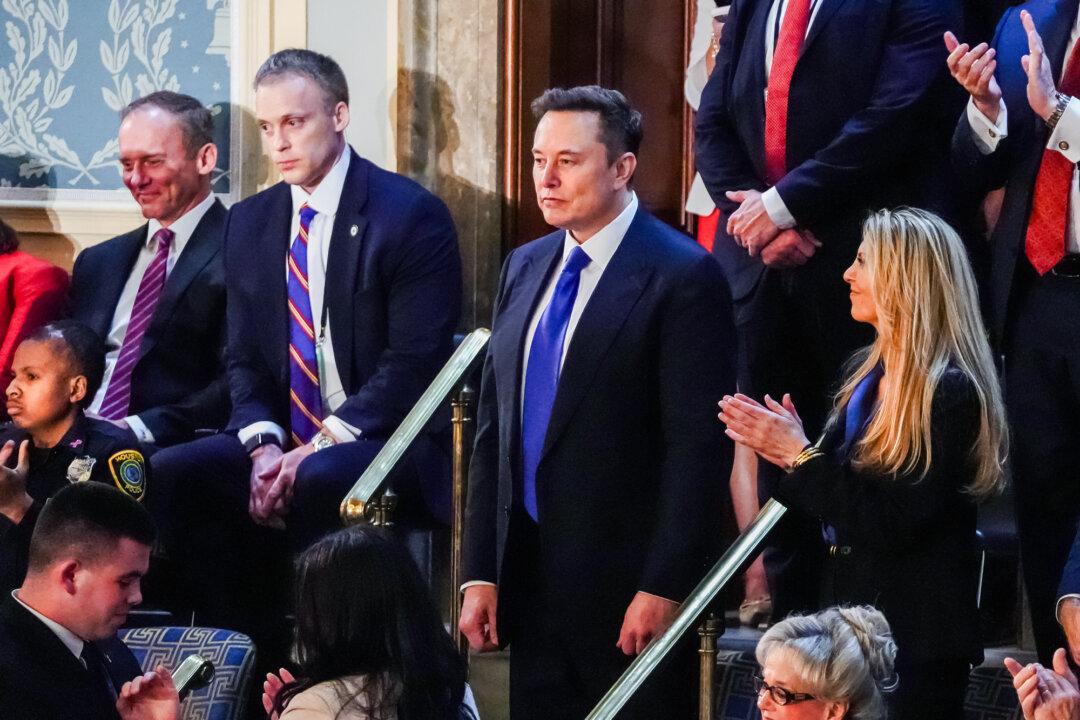 White House senior advisor to the president Elon Musk attends President Donald Trump's address to a joint session of Congress at the U.S. Capitol on March 4, 2025. (Madalina Vasiliu/The Epoch Times)