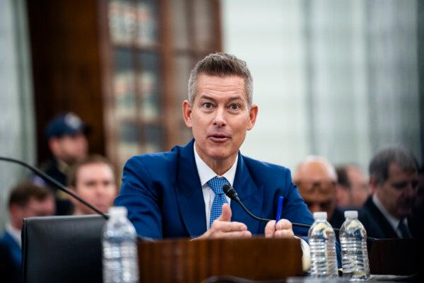 Sean Duffy testifies as the Transportation secretary nominee before a Senate committee on Jan. 15, 2025. (Madalina Vasiliu/The Epoch Times)
