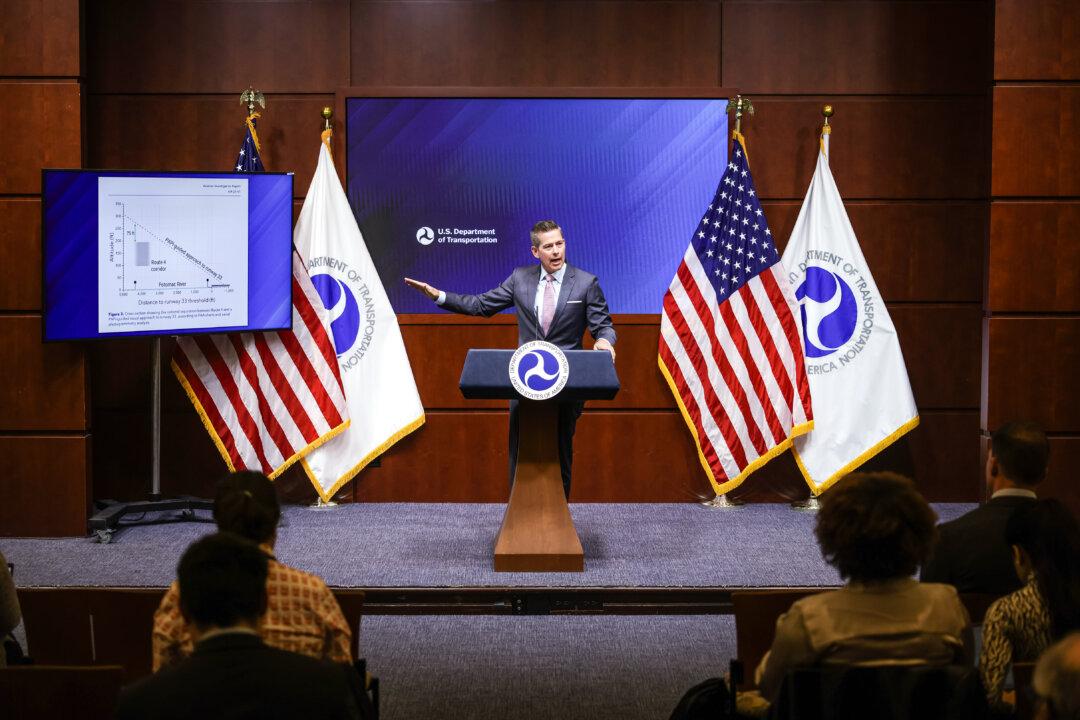Transportation Secretary Sean Duffy speaks at a news conference at the Department of Transportation in Washington on March 11, 2025. (Kayla Bartkowski/Getty Images)