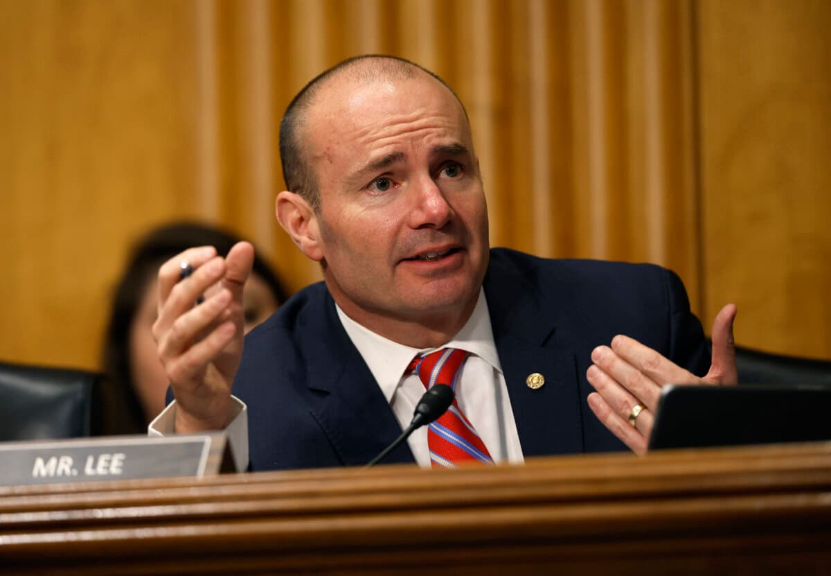 Sen. Mike Lee (R-Utah) speaks at a hearing on Jan. 15, 2025. (Kevin Dietsch/Getty Images)