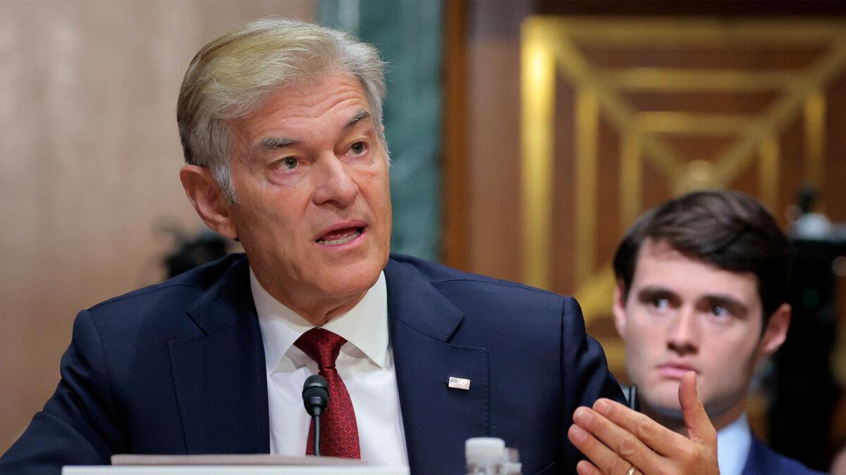 Dr. Mehmet Oz testifies during a confirmation hearing before the Senate Finance Committee in Washington on March 14, 2025. (Anna Moneymaker/Getty Images)
