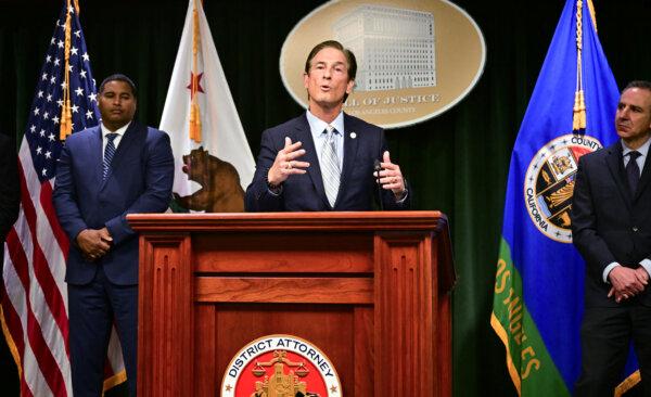 Los Angeles County District Attorney Nathan Hochman speaks during a news conference in Los Angeles on March 10, 2025. (Frederic J. Brown/AFP via Getty Images)