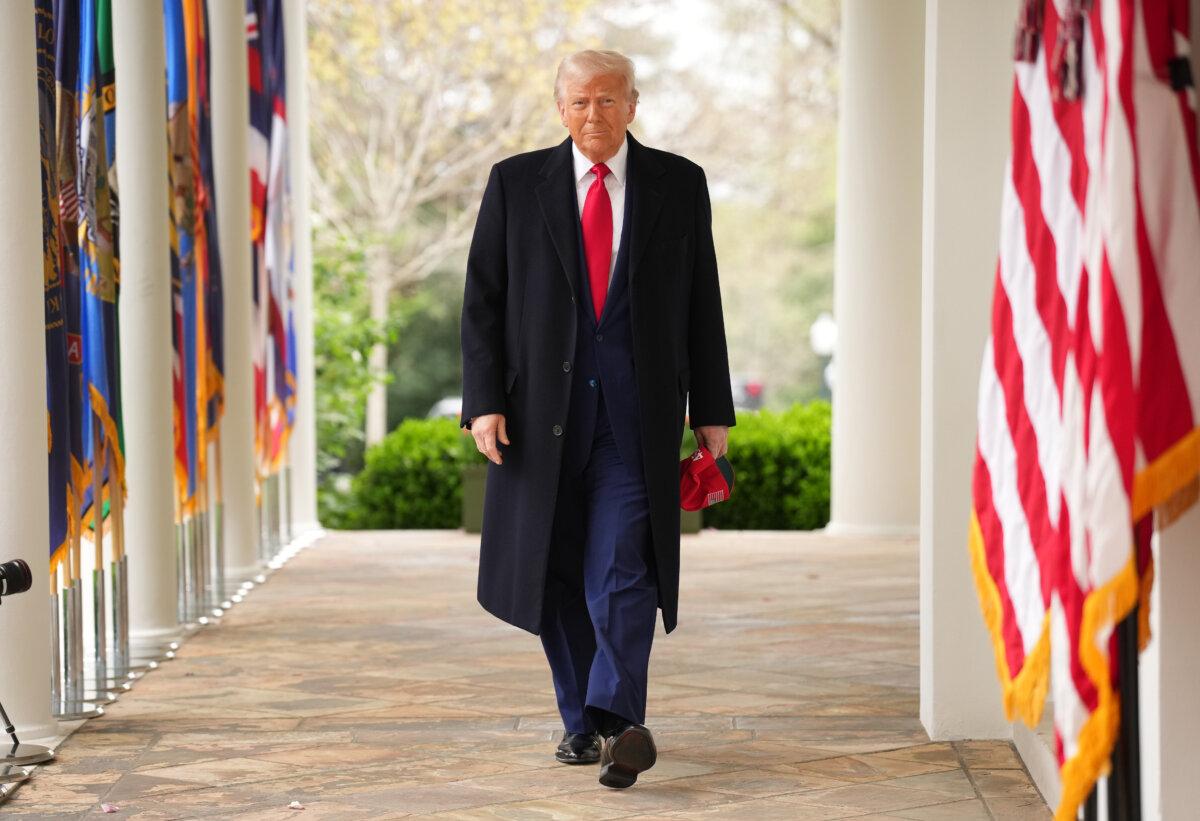 President Donald Trump arrives to speak at a “Make America Wealthy Again” trade announcement event in the Rose Garden at the White House on April 2, 2025. (Andrew Harnik/Getty Images)
