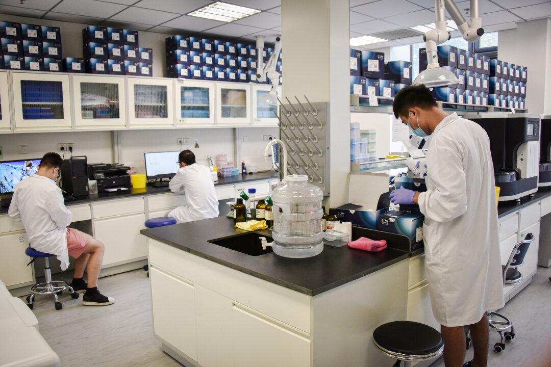 Technicians work in a lab at GeseDNA Technology in Beijing on Aug. 22, 2018. (Greg Baker/AFP via Getty Images)