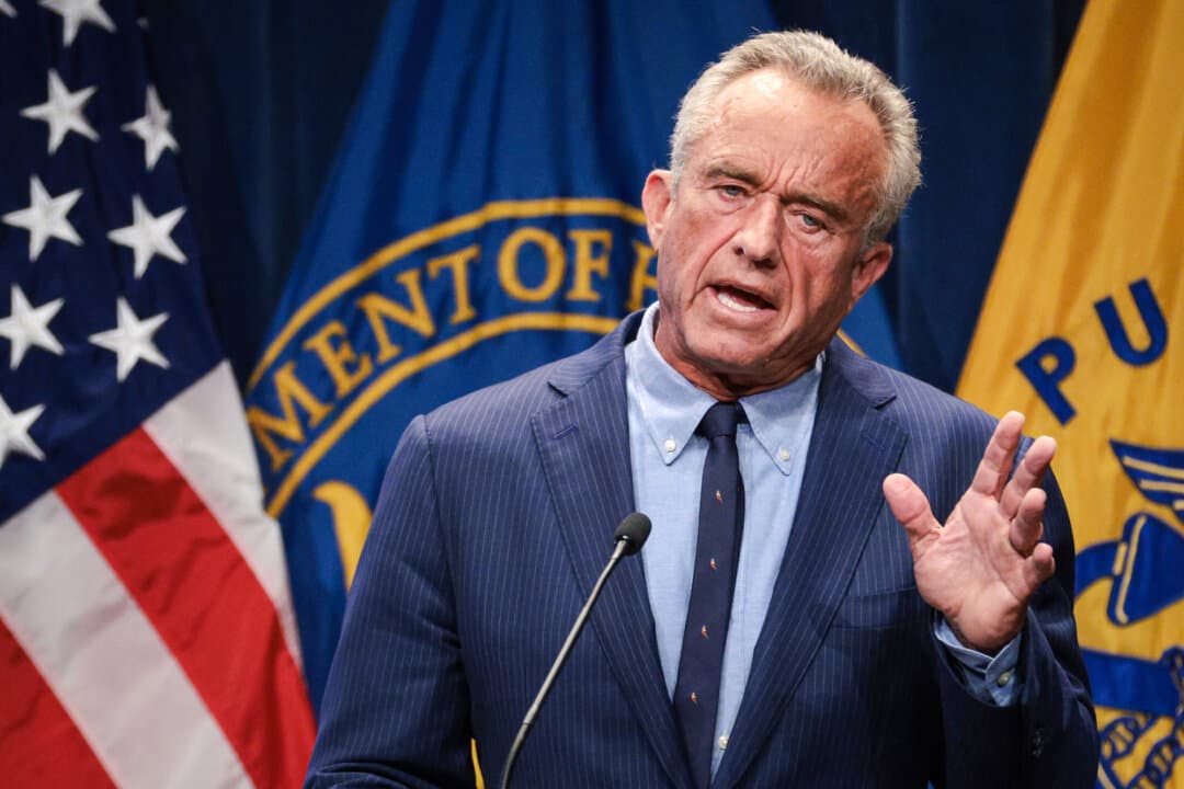 Secretary of Health and Human Services Robert F. Kennedy Jr. speaks during a news conference at the Department of Health and Human Services in Washington on April 16, 2025. (Alex Wong/Getty Images)