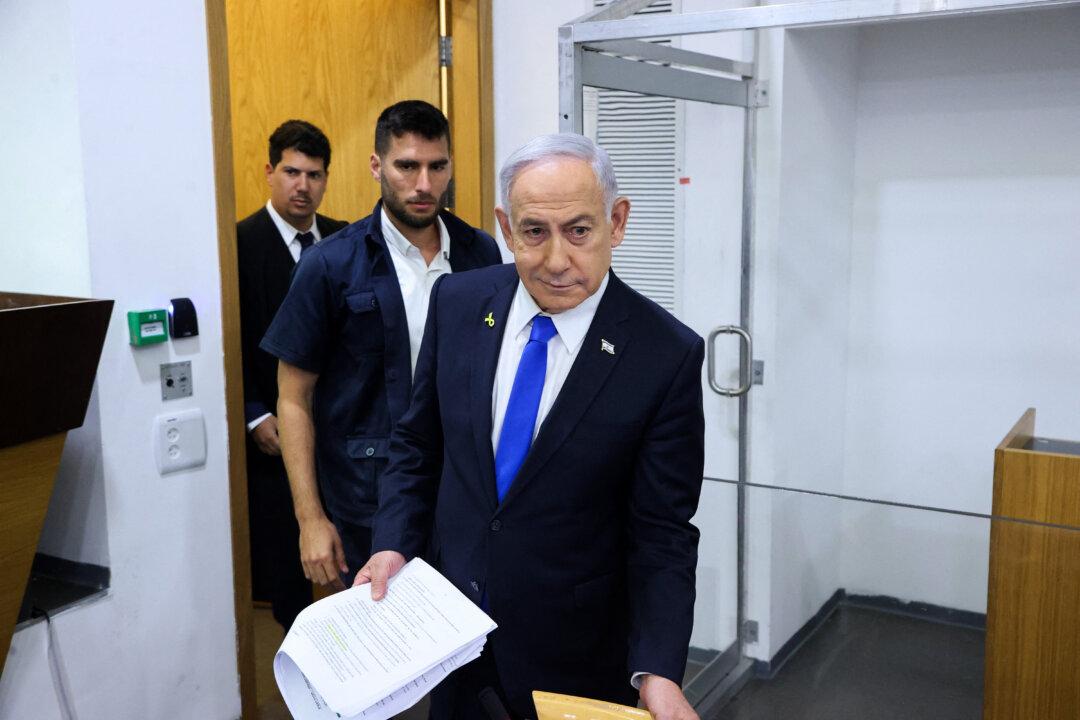 Israeli Prime Minister Benjamin Netanyahu attends his trial on corruption charges at the district court in Tel Aviv on April 21, 2025. (Moti Kimchi/POOL/AFP via Getty Images)
