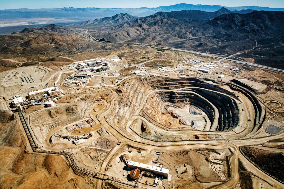 An aerial view of the MP Materials' mine in Mountain Pass, Calif., in 2024. (MP Materials via AP)