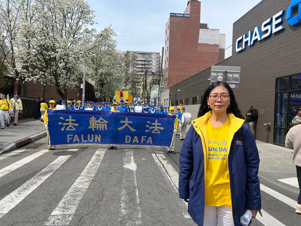 Zhang Guiying in Flushing, New York, on April 19, 2025. (Sarah Lu/The Epoch Times)