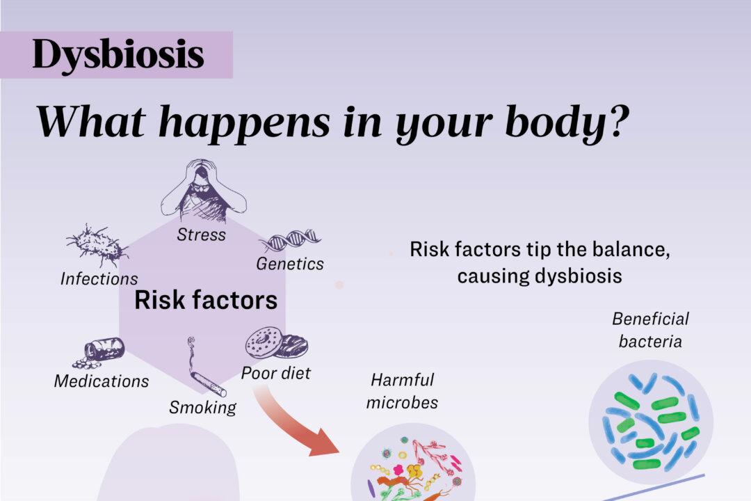 Stress, poor diet, medications, and other common factors can disrupt the body’s microbial balance—leading to dysbiosis throughout the body. (The Epoch Times/Shutterstock)