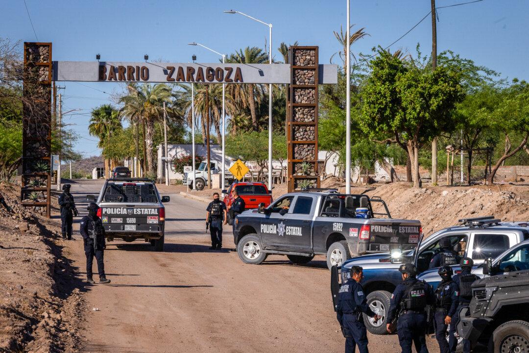 Police officers conduct an operation in the deserts of Sonora, Mexico, on April 15, 2025. Cartels have shifted from trafficking marijuana and cocaine to fentanyl in recent years. Around 2019, Mexico overtook China as the main source of illegal fentanyl entering the United States. (John Fredricks/The Epoch Times)